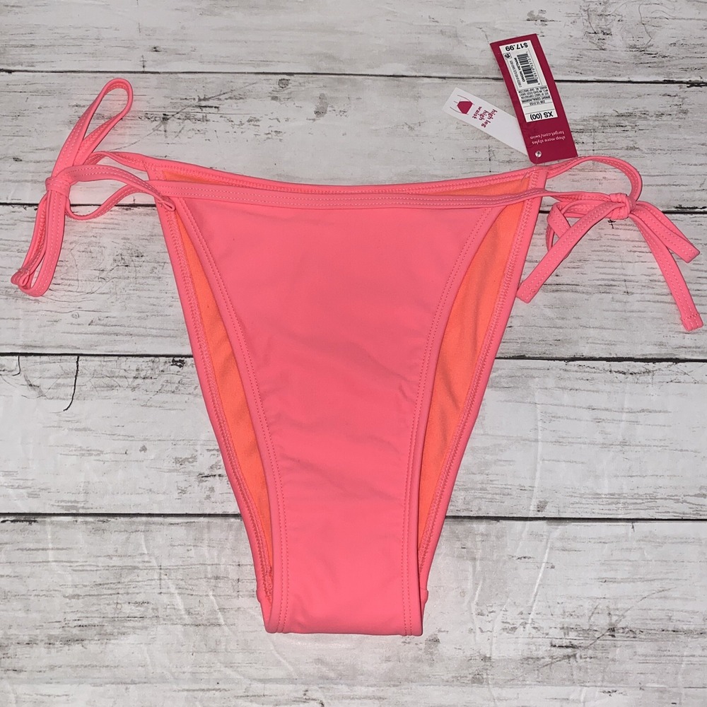 Xhilaration Bikini‎ Bottom Womens XS Neon Pink Solid Swim High Waist Target XS